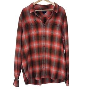 FOX HEAD   MEN'S PLAID FLANNEL SHIRT  CHEST POCKET‎ SIZE XL